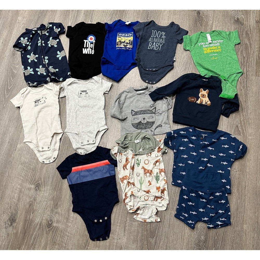 12‎ Pieces Baby Boy 0-6 Months Various Mixed Brands Long and Short Clothing Lot
